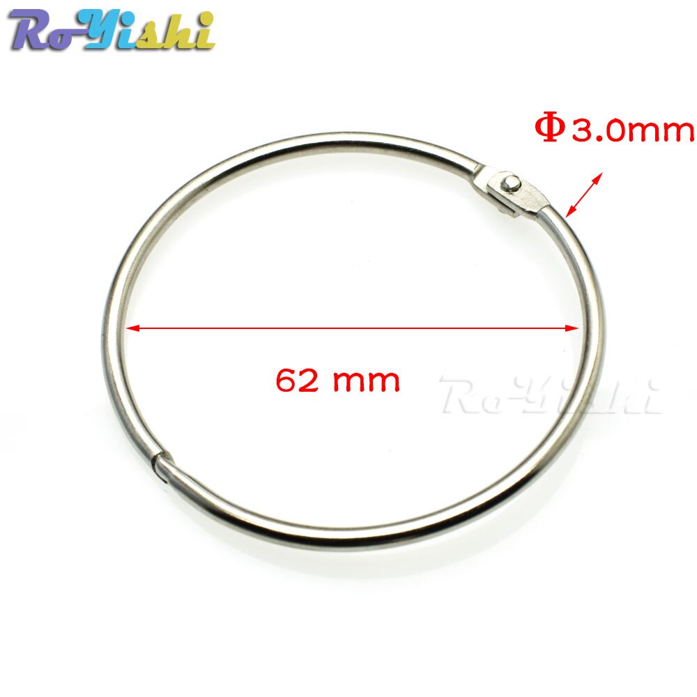Losbladige Boek Bindmiddel Scharnier Snap O Ring Vergrendeling Sleutelhanger Metalen Ambachtelijke Onderdelen: 100pcs / Inner Dia 62mm