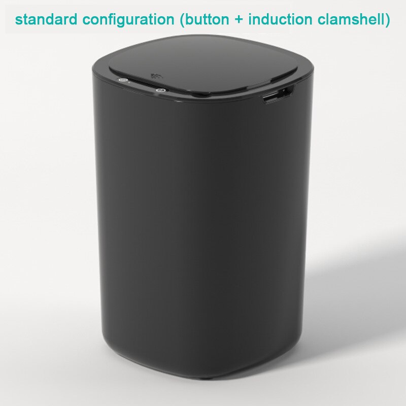 Automatic non-contact smart trash can, household electric trash can, kitchen, bathroom, living room trash can, induction: black