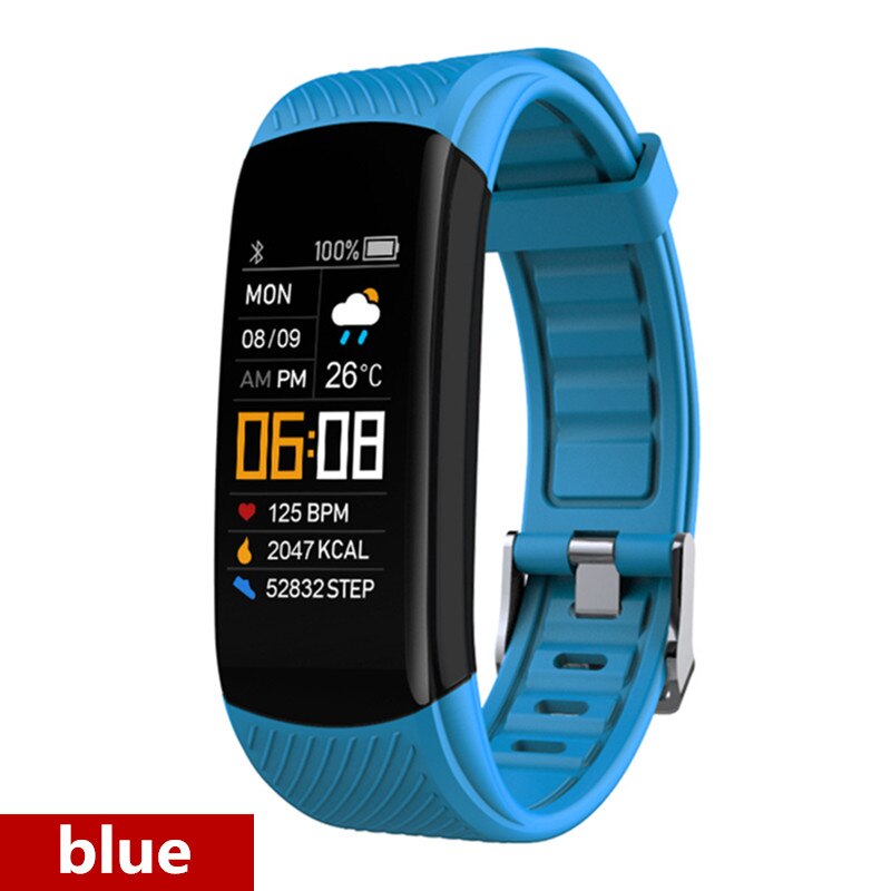 Amynikeer Smart Armband C5S Fitness Armband Fitness Tracker Hartslagmeter Stappenteller Calorie IP67 Waterdichte Slimme Band: blue