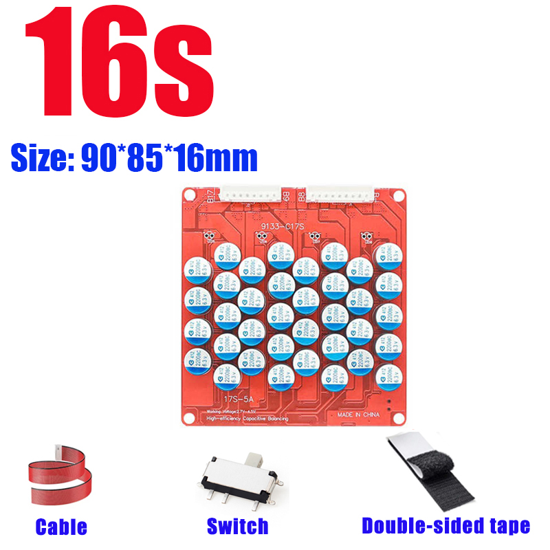 5A Batterij Actieve Equalizer Balancer Egalisatie Balanceren Li-Ion/LiFePo4 18650 Lithium Balance Board 4 S 8 S 10 S 16 S 24 S: Donkergrijs