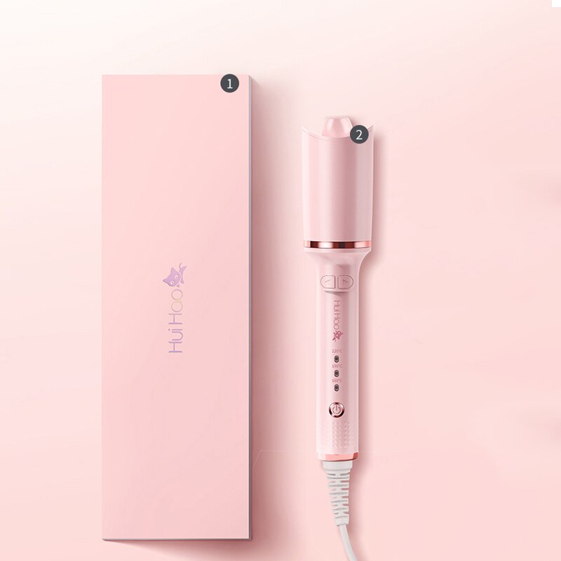 AmazeFan Automatic Curling Iron Rotating Curler Styling Tools for Curls Waves Ceramic Curly Magic hair curler: Pink / EU