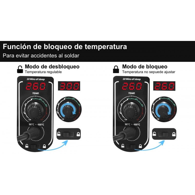 Mlink S1 Estación Soldadura 60w Digital Led Temp Display, 90-480 ° C, Función De Bloqueo De Temperatura, Función De Reposo, Con Mlink