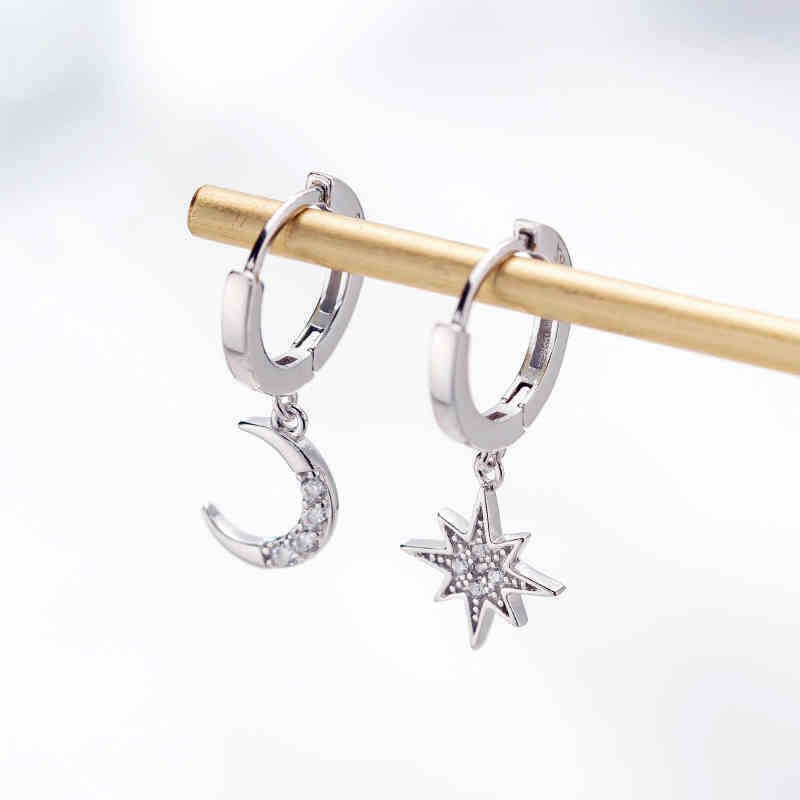 Böhmen Sonne und Mond Ohrringe Silber Farbe Kristall Tropfen Ohrringe Frauen Weibliche Boho Schmuck für sie: 3