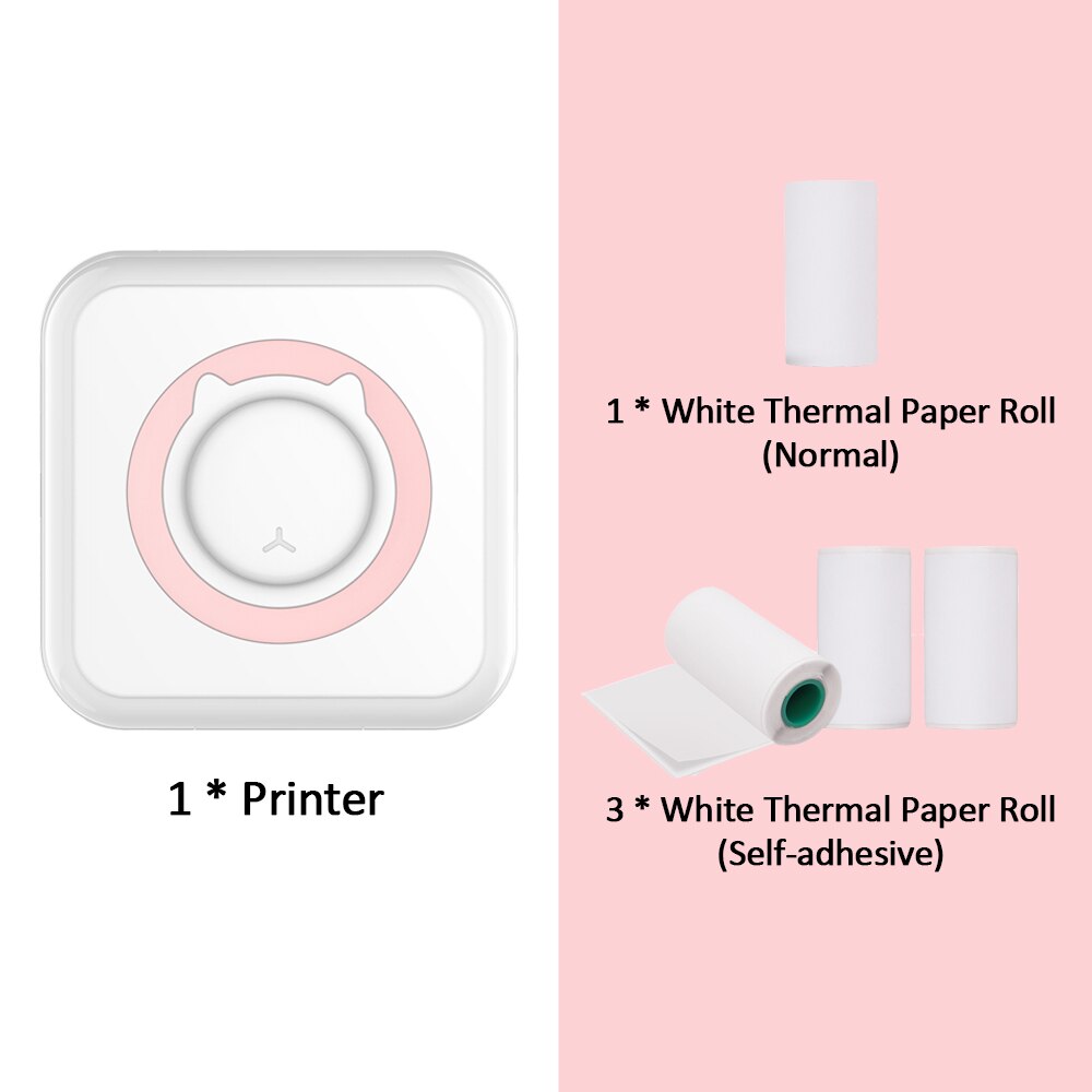 VIP LINK Pocket Thermal Printer Portable 200dpi Photo Label Memo List Printing Wireless Printer: Pink Set 2