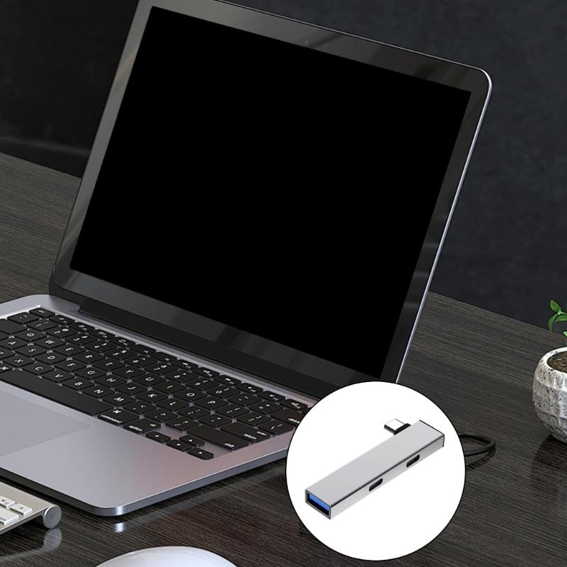 Kompakt usb-c-hub i aluminium usb 3.0 -hub type c til dobbel type c og usb-porthub til allsidig tilkobling av enheter