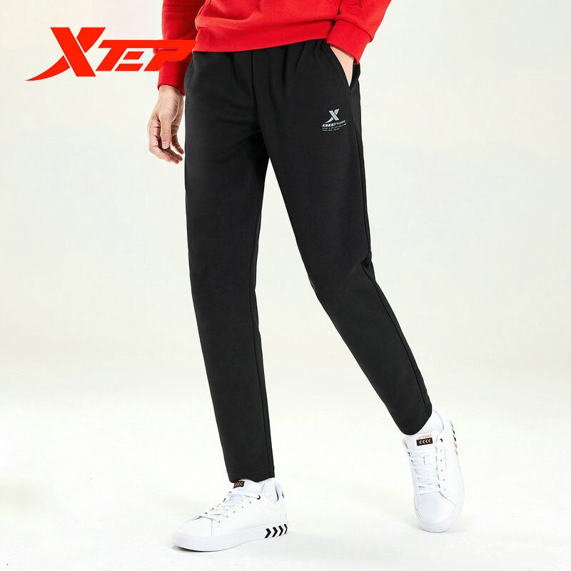 Xtep Mannen Sport Broek Winter Plus Fluwelen Comfortabel Ademend Losse Gebreide Broek Casual Mannen Broek Eenvoudige 881329639236