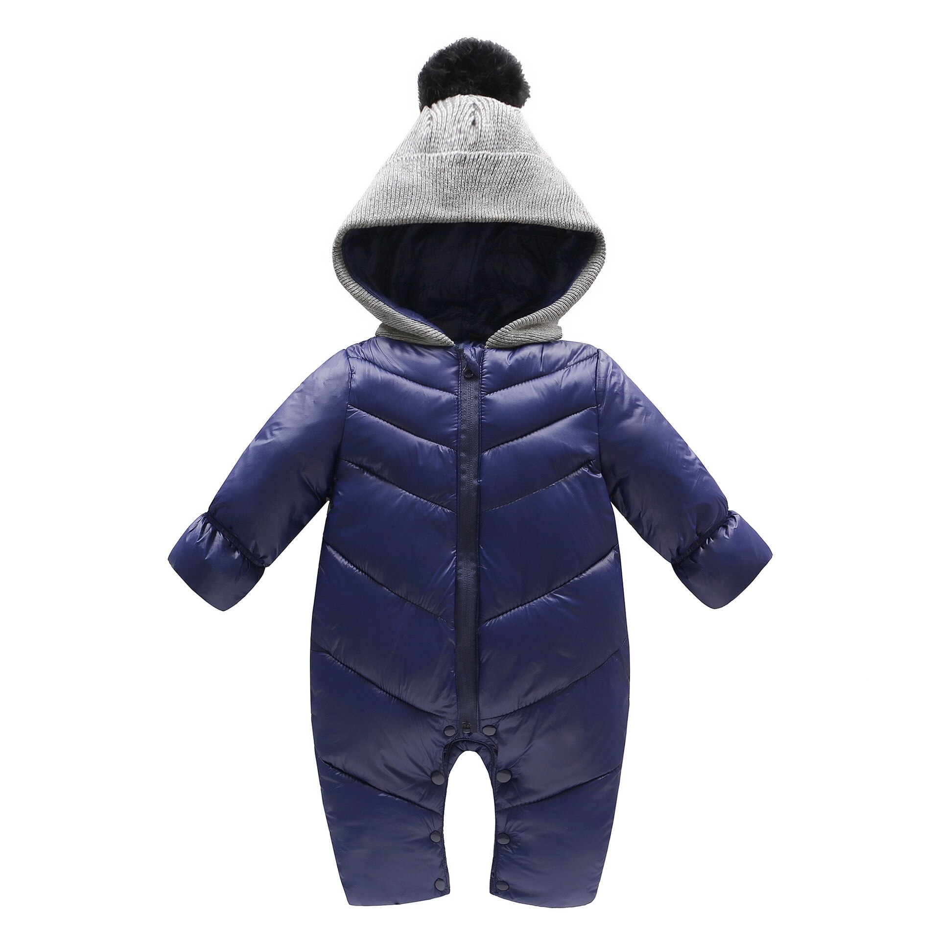 Baby Infant Down Cotton Clothes Winter Thickened Outwear Jacket Jumpsuits Toddler Pajamas Boys Girls Kids Clothing Suits Romper: Navy Blue / 90CM