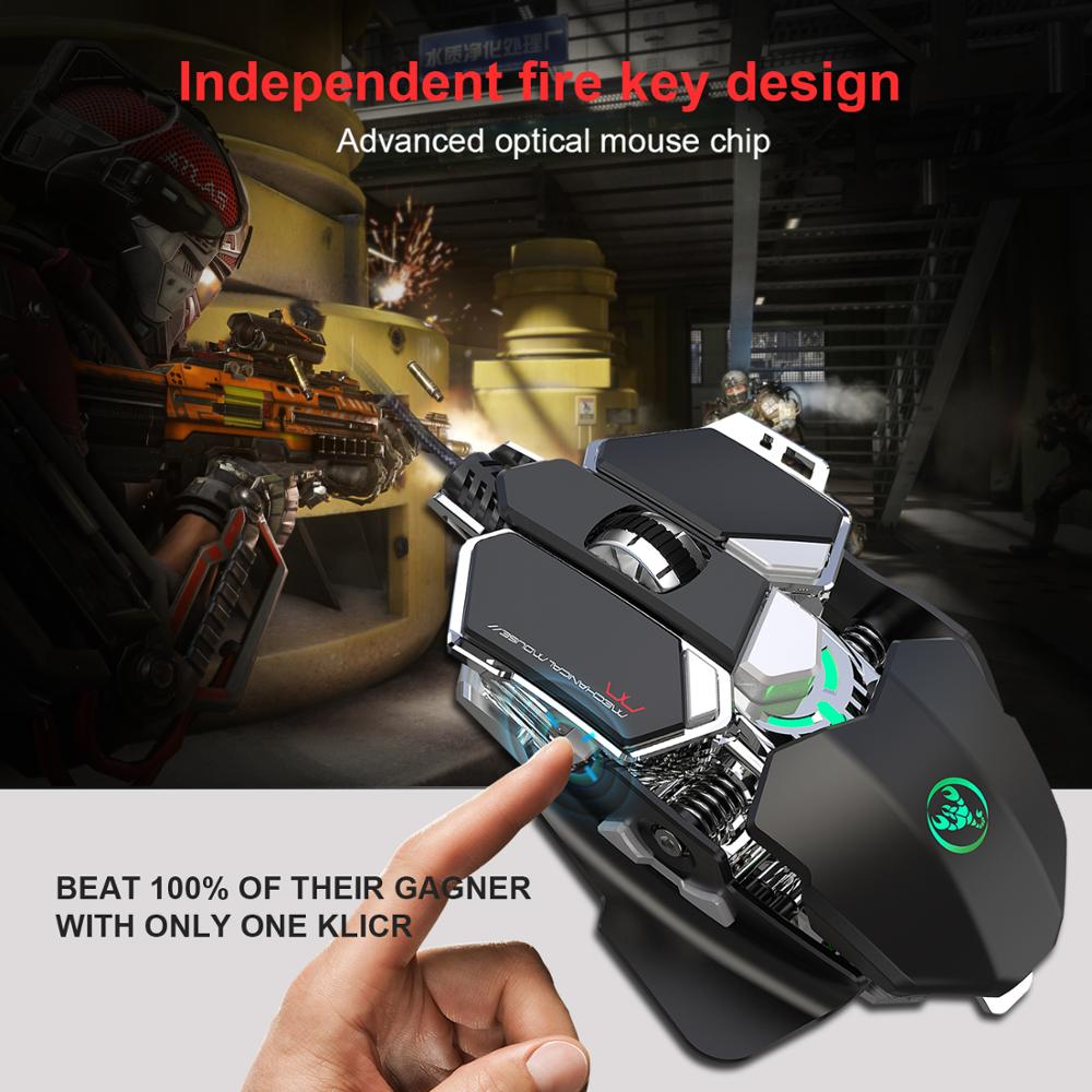 J600 eat chicken mechanische gamingmuis 6400 dpi 9- toetsen programmeerbare bedrade muis licht cool automatisch pistool voor pc-gamers