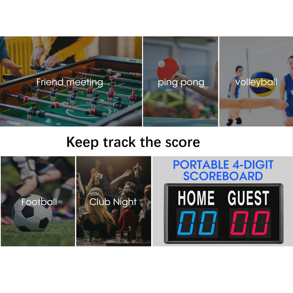 4-cijferig digitaal LED-scorebord Elektronische scorehouderklok, voor maïsgat / pingpong / tafeltennissport, binnen- / buitenspellen