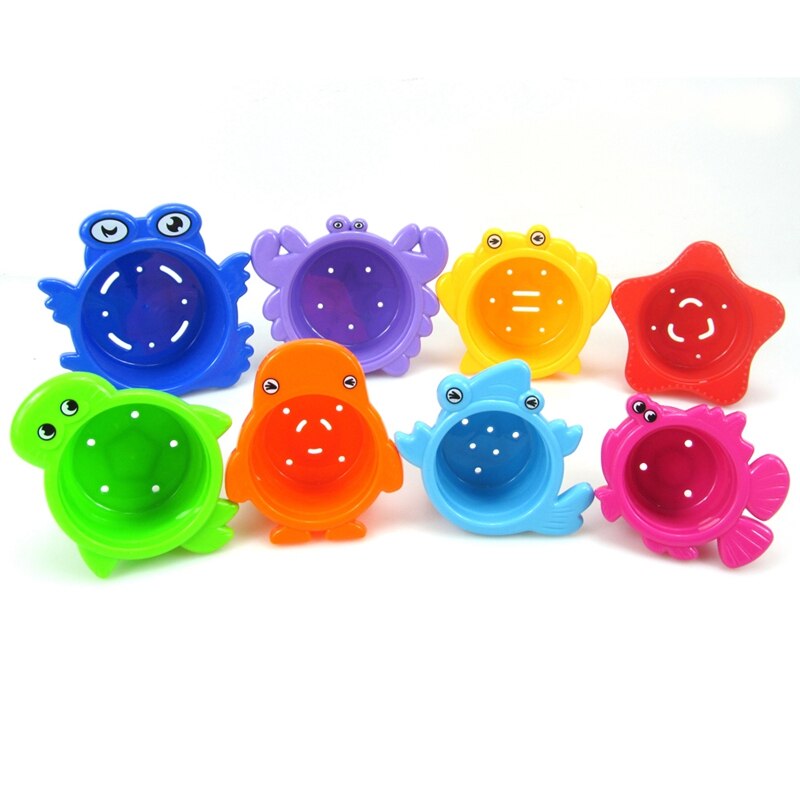 Stacking Cups Bath Toys for Toddlers: the Sea Animal Stacker with Holes for Sprinkling Water and Sifting Sand