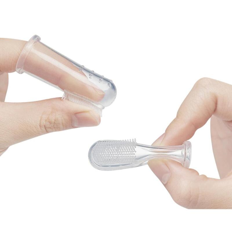 1pc Silicone doigt bébé brosse à dents avec boîte propre habitudes Massage gencives masseur nettoyage dents apprentissage brosse dents
