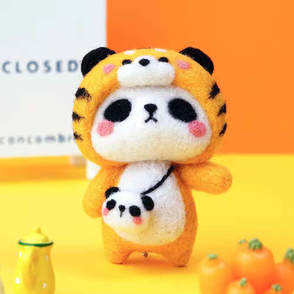 Juguete semiterminado de fieltro de lana de Panda, accesorios para muñecas DIY, aguja de fieltro de lana, conjunto de agujas de tejer, accesorios de artesanía de Navidad