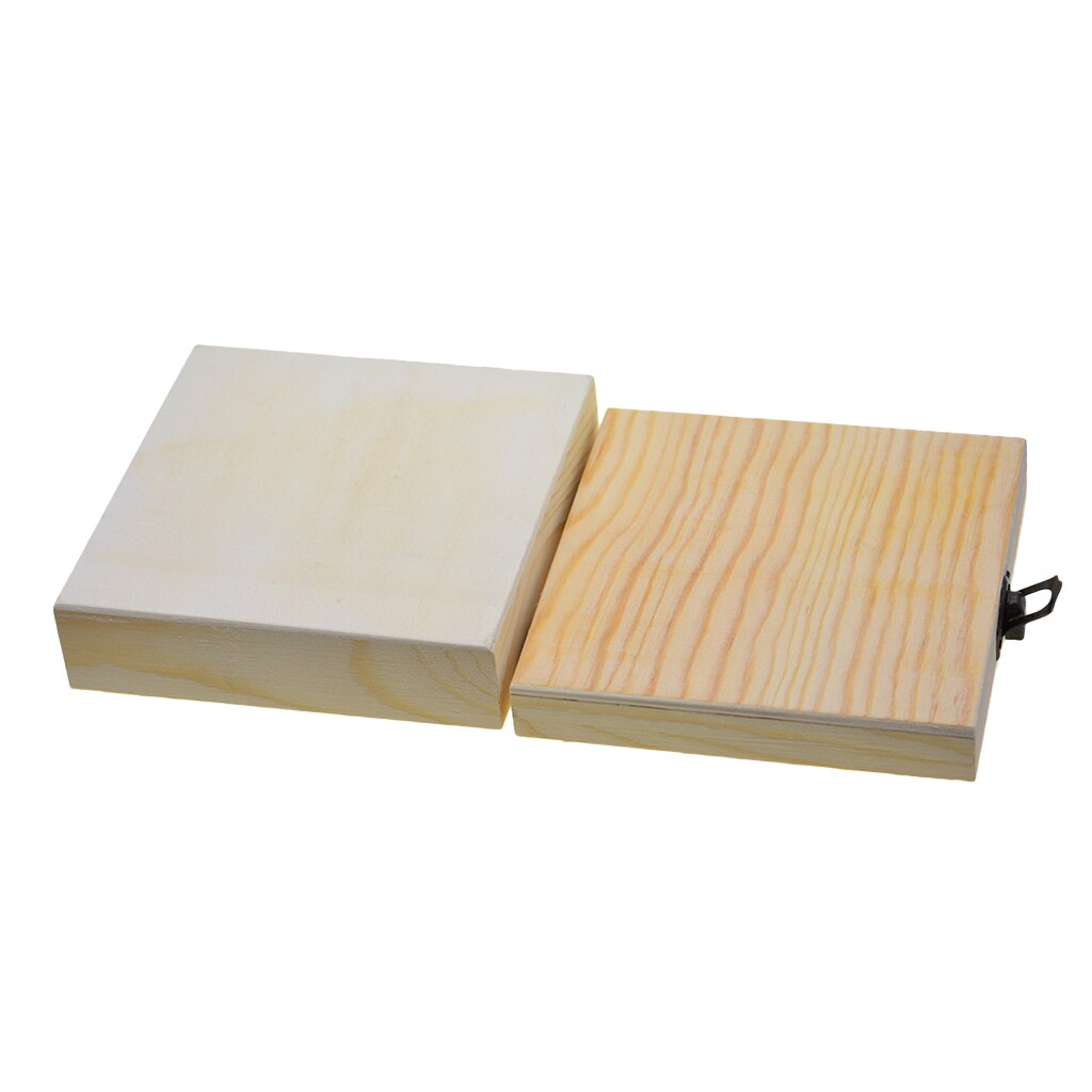 Square Unpainted Wooden Jewelry Box Plain Unfinished Wood Trinket Box Case Container with Lid 12x12x5cm