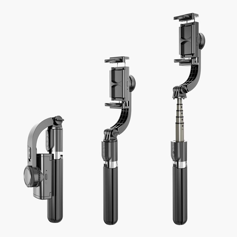 Bluetooth Handheld Gimbal Stabilizer Mobiele Telefoon Selfie Stok Houder Verstelbare Selfie Stand Voor Iphone/Huawei Voor Gopro Camera: Black