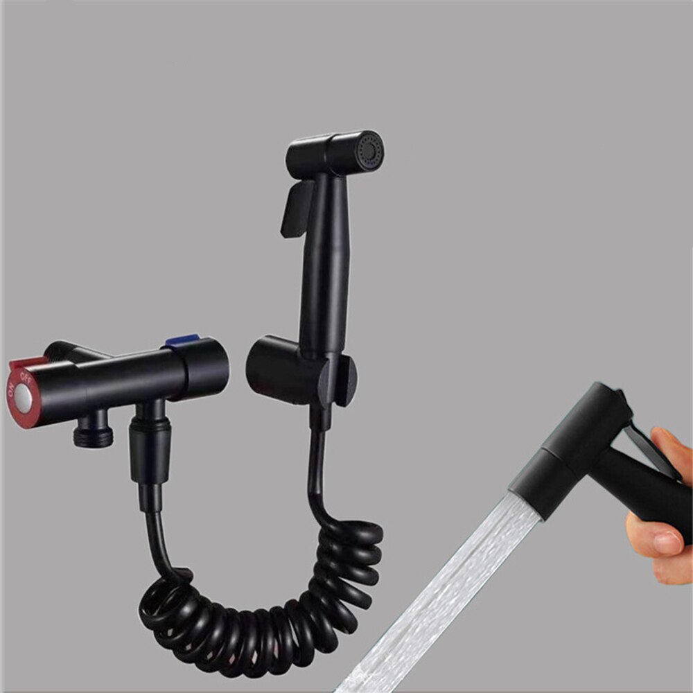 Black Handheld Toilet Bidet Sprayer Kit Stainless Steel Bidet Faucet Hand Sprayer Shower Head Bathroom Kitchen Faucet Accessory