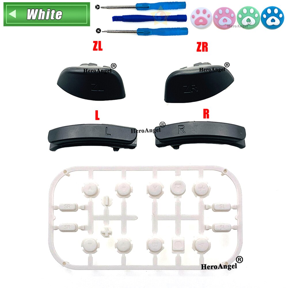 Replaceme ZL ZR L R Buttons Trigger Key Button for NS Nintendo Switch Pro Joy Con ABXY Controller Replacement Button Repair Part: White set