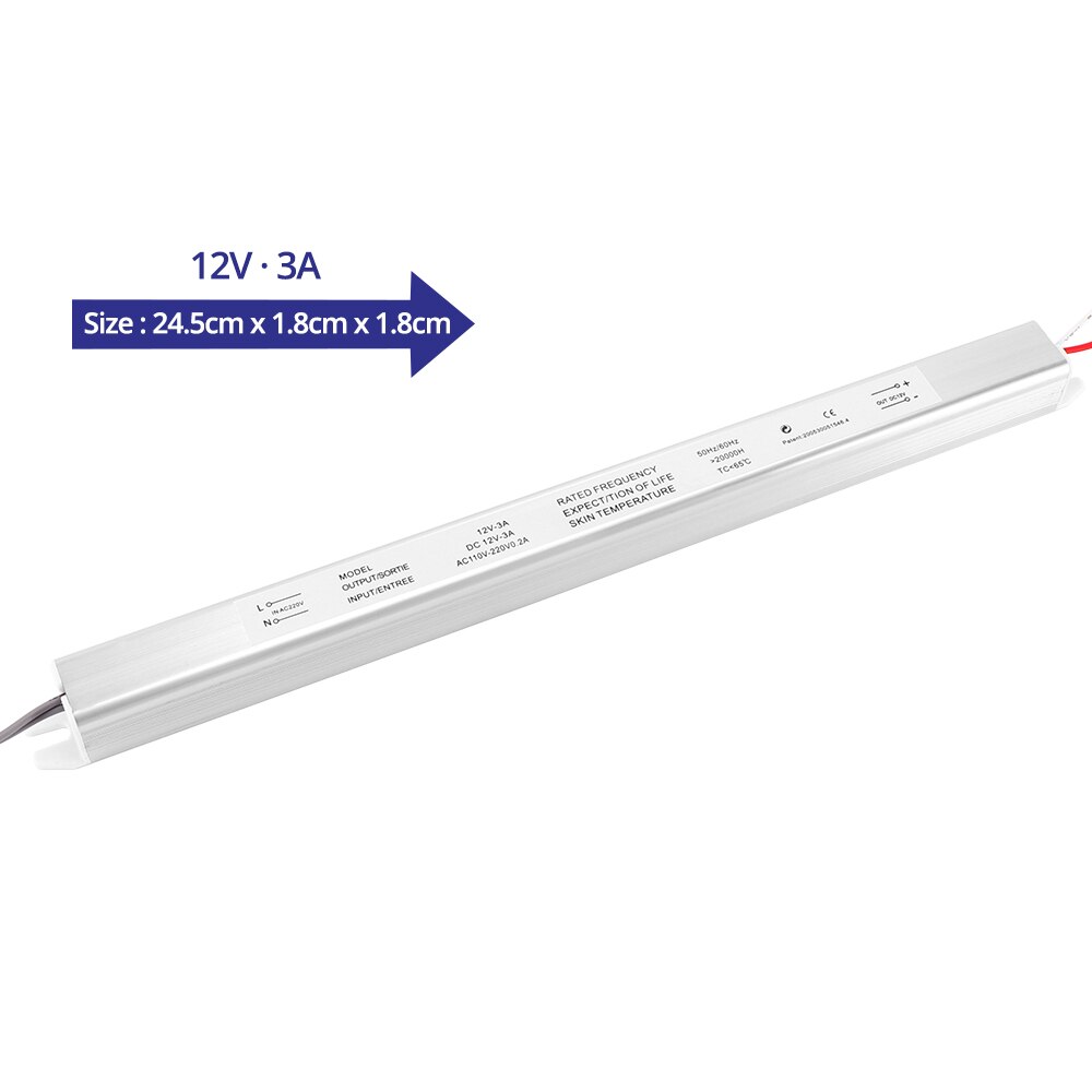 DC12V 1.5A 2A 3A 4A 5A LED Driver AC110V ~ 220V Ultra dunne LED Voeding Verlichting Transformator voor slanke Reclame Lichtbak: 12V  3A