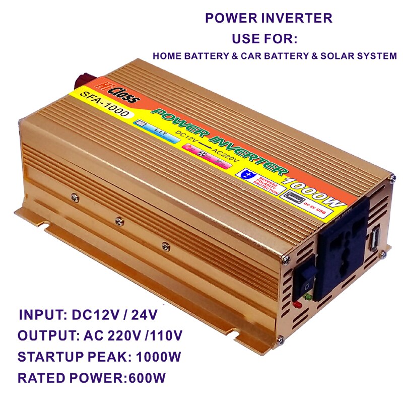Omvormer 12v 24v 48v 60v gemodificeerde sinusomvormer 1000w/2000w/3000w omvormer  dc12v naar  ac220v zonne-auto spanningsomvormer: 1000w / 12v / 110v