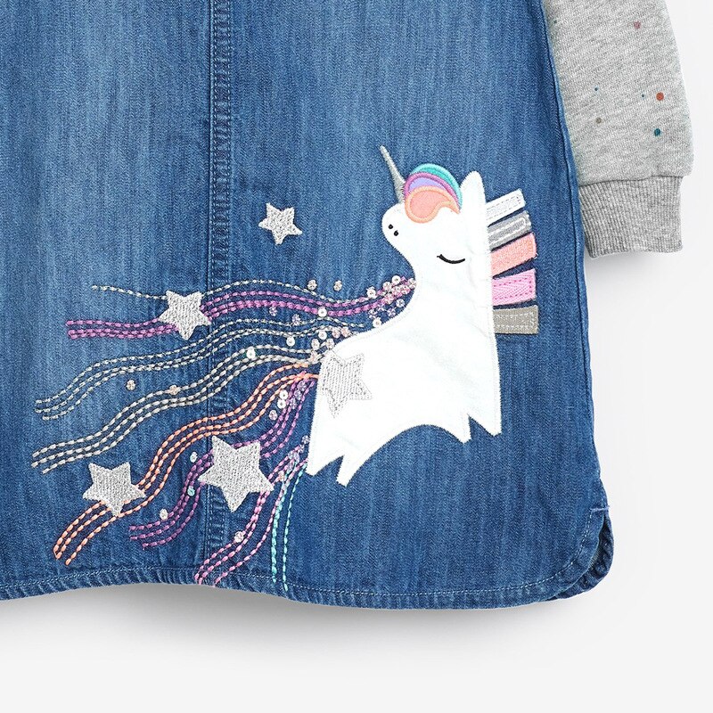 Little Maven-Vestidos vaqueros para niña, ropa de otoño para niño de 2 a 7 años, de algodón, vaquero, unicornio, Starb