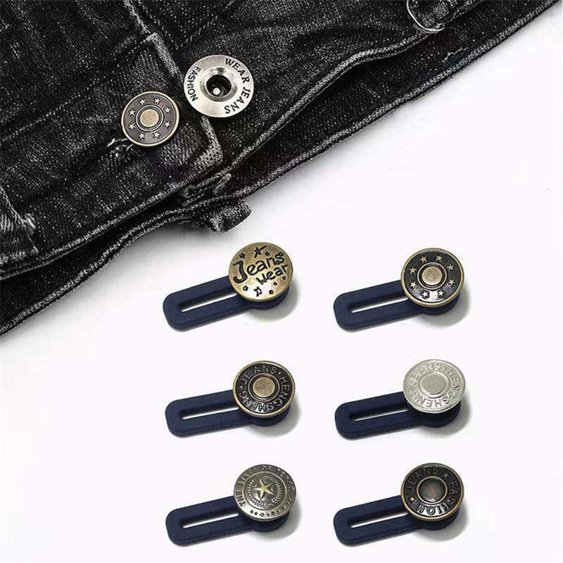 5 stk jeans uttrekkbare knapper metall forlengede spenner bukse linning utvider til menn kvinner (tilfeldig farge)