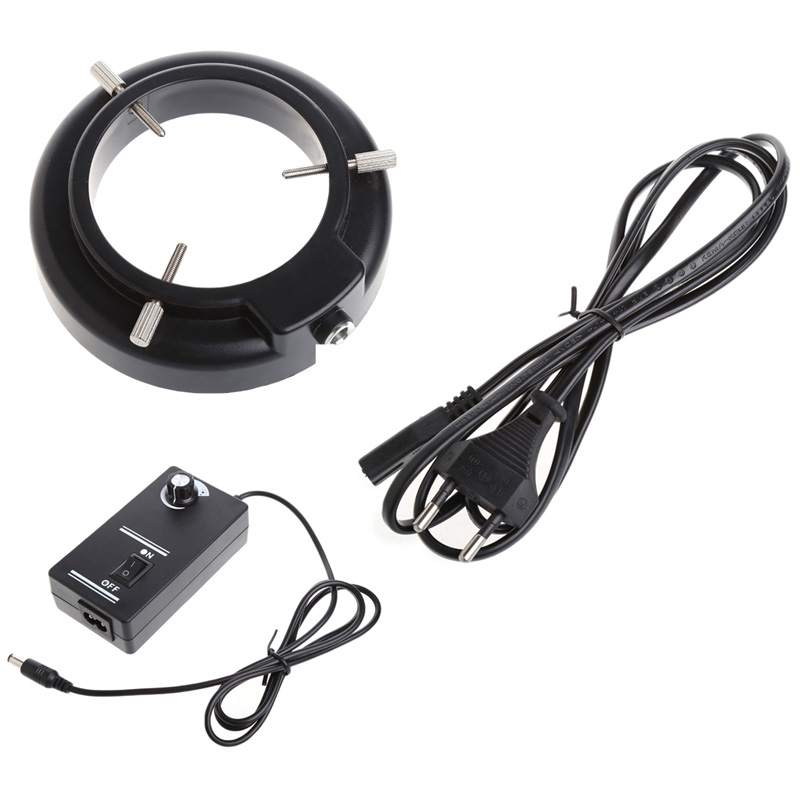 Lampe illuminateur annulaire réglable à 56 LED, pour Microscope à ZOOM stéréo, source de luminosité réglable, variateur de caméra SMD