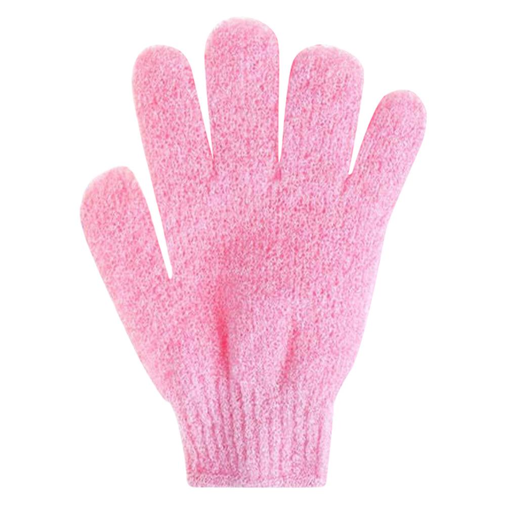 1pc fem fingre badehandske brusehåndklæde scrub badehandske fem fingre badehandske hammam scrub mitt magisk handske spa eksfolierende: Lyserød