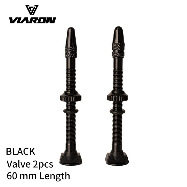 VIARON 2PCS 40/60mm Fahrrad F/V prasta Tubeless Reifen Ventil Rennrad MTB Reifen Luft ventil Legierung Ventil Kappe Für fahrrad Teile: 60mm Black 2pc