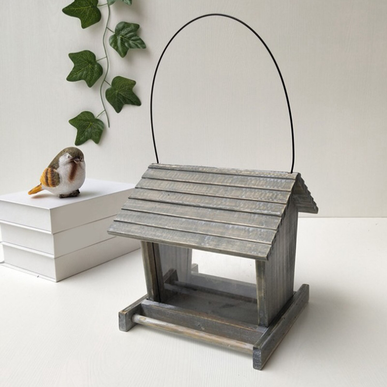 Wild Bird Hanging Suet Holder Hanging Bird Feeder Outdoor Garden Decor: Gray