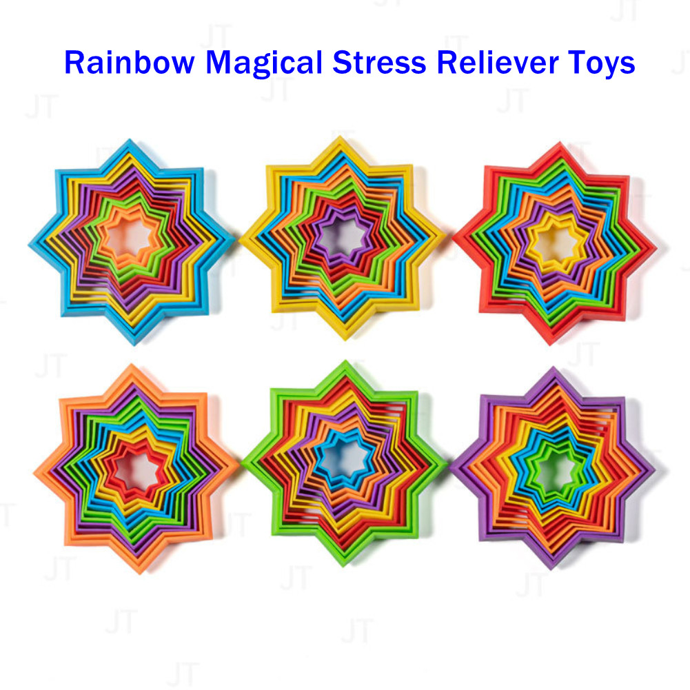 Regenbogen Magische Stressabbau Spielzeug 3D Star Drei-dimensionale Verformung Baustein Spielzeug Für Kinder Anti-stress Spielzeug