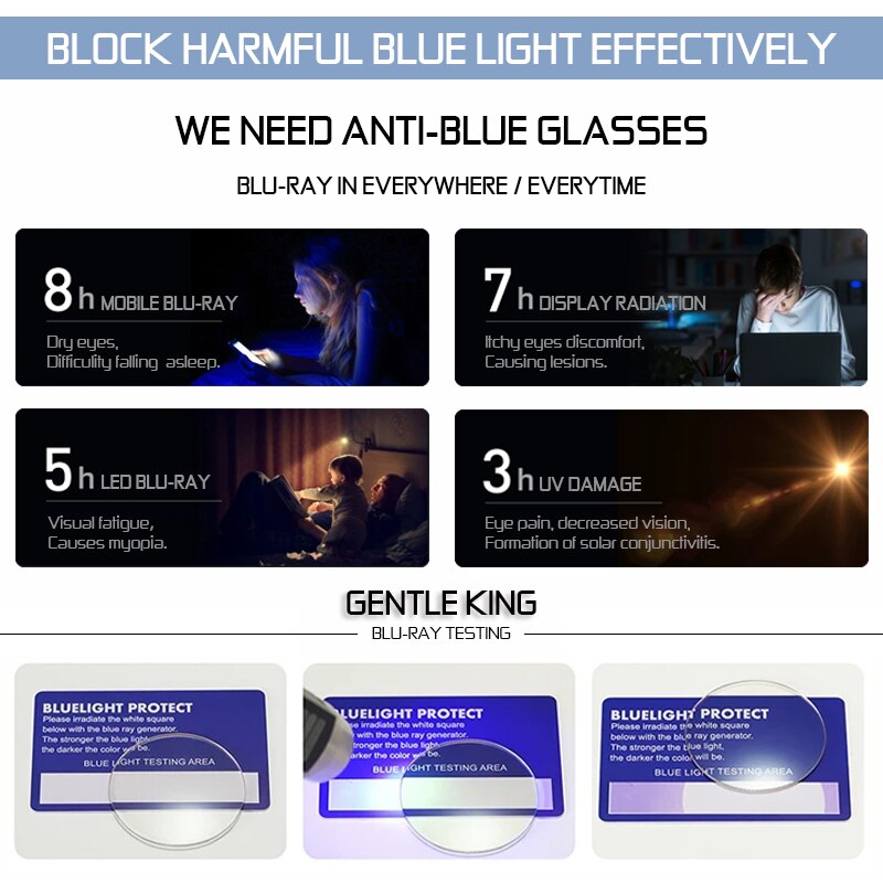 Montura de gafas suave KING Anti Blue Light, montura de gafas TR90 Spectascle Block Blue-ray, monturas de gafas para hombres y mujeres