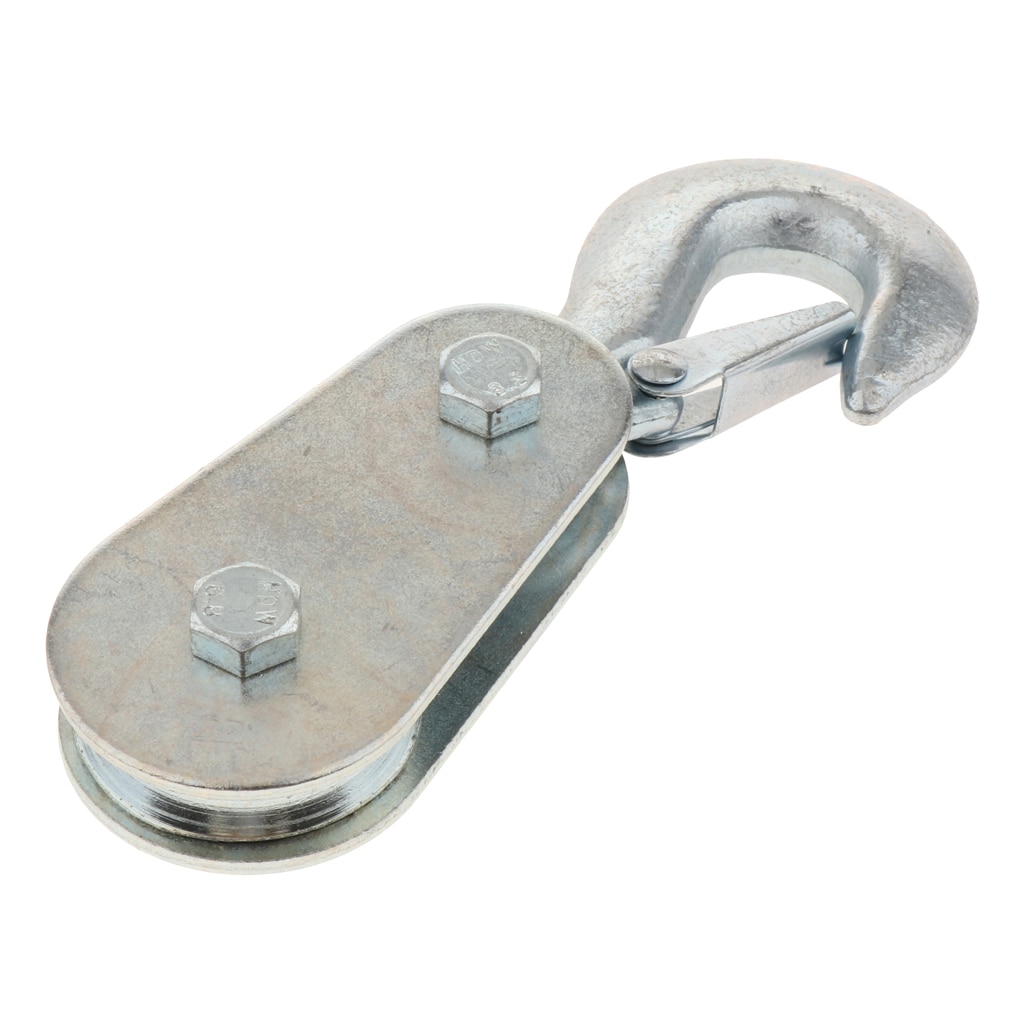 2 ton lyftblock remskiva draghjul med krok för vinsch - silver