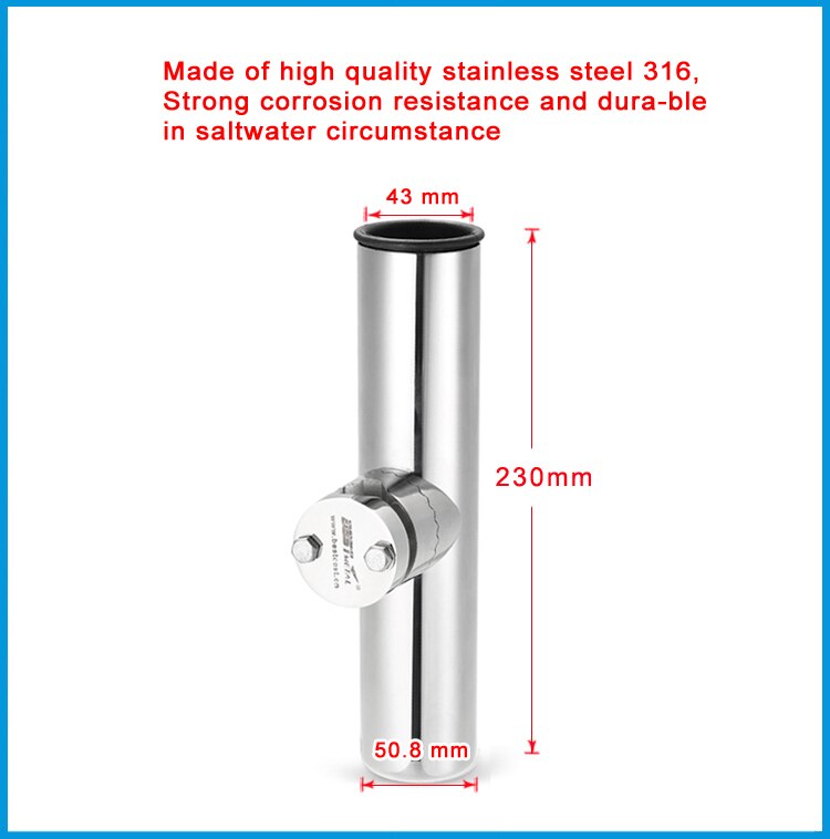 Rail Mount stainless steel 316 fishing rod rack holder pole bracket support with clamp on 3/4 to 1-1/4 inch marine boat hardware