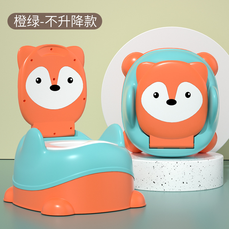 Orinal de dibujos animados para niños, orinal grande para el hogar, aumento del equipo frontal sin salpicaduras de orina, cojín suave de fácil limpieza: Orangenon-lifting PU