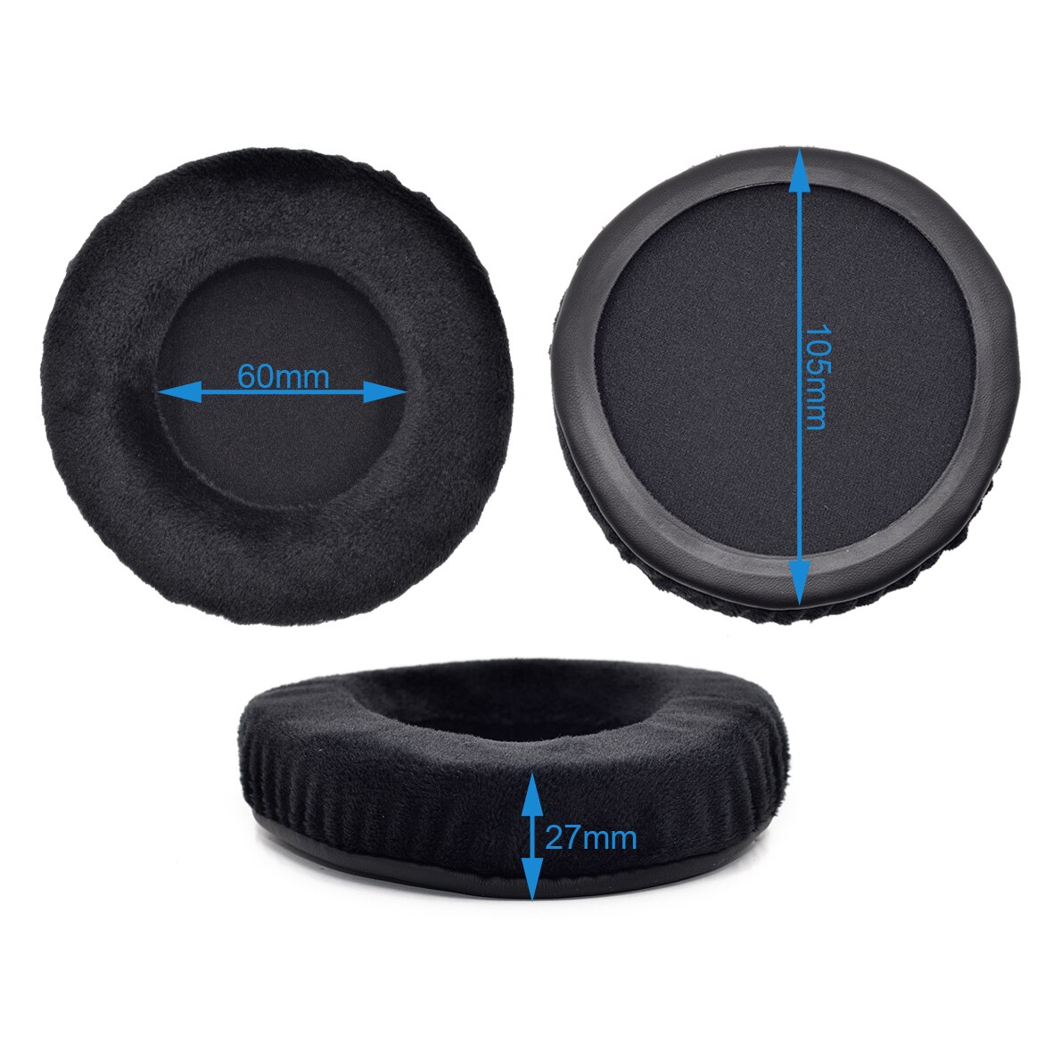 Defean All size Velour Memory Foam Earpads - Suitable for Sennheiser, AKG, HifiMan, ATH, Philips, Fostex, Sony headphone: 105mm