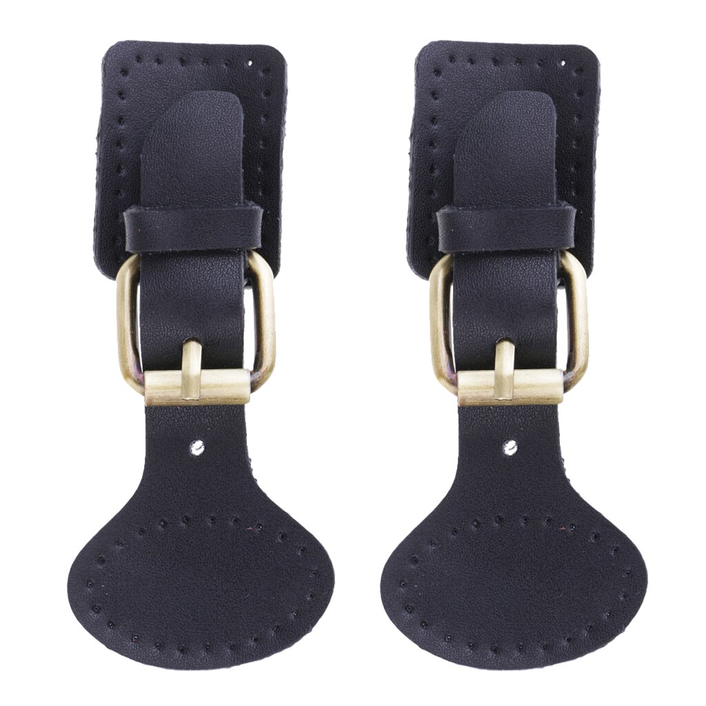 2 set läderspännen väska gör knäppning snäppsöm på lås svart 11 x 1.7cm