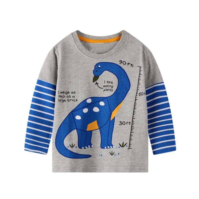 Vikita Kids T-shirt Voor Jongens Peuters Baby Jongens Lange Mouw Tees Kinderen Dinosaurus Cartoon Tops Kinderen Gestreepte Katoenen T shirt: 6