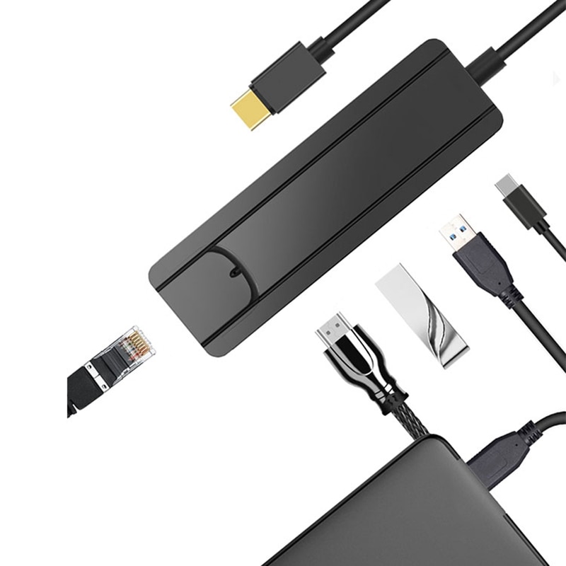 5 in 1 USB Type C Hub naar HDMI 4K USB 3.0 TF HDMI RJ45 Adapter Dock voor Laptop mobiele Telefoon