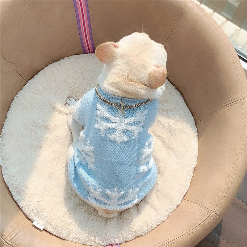 Suéter para mascotas, ropa para perros y gatos, tridimensional, jacquard, copo de nieve, ropa de lucha contra la ley, Corgi, Schnauzer, Otoño e Invierno