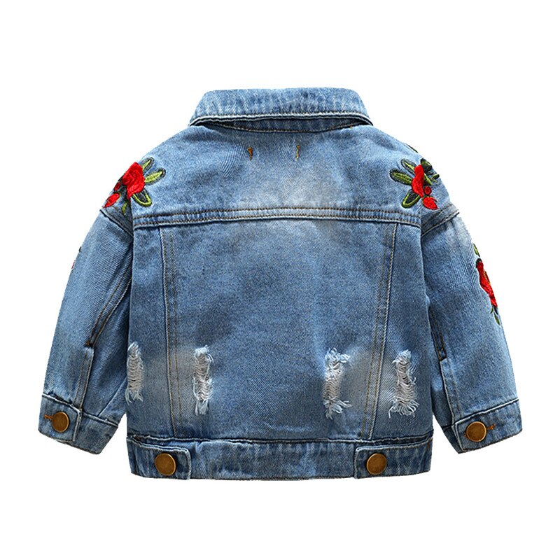 Baby Girls Outerwear Coats Newborn Infant Baby Jeans Coat for Girl Ripped Outwear Bebes Embroidery Denim Jackets