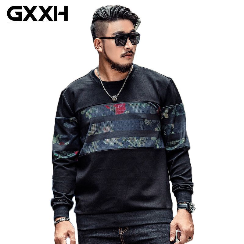 Gxxh collegepaita miesten syksy löysät kukkakuvioiset mustat miesten collegepaidat iso koko 3xl 5xl 6xl 7xl miesten ylisuuret vaatteet