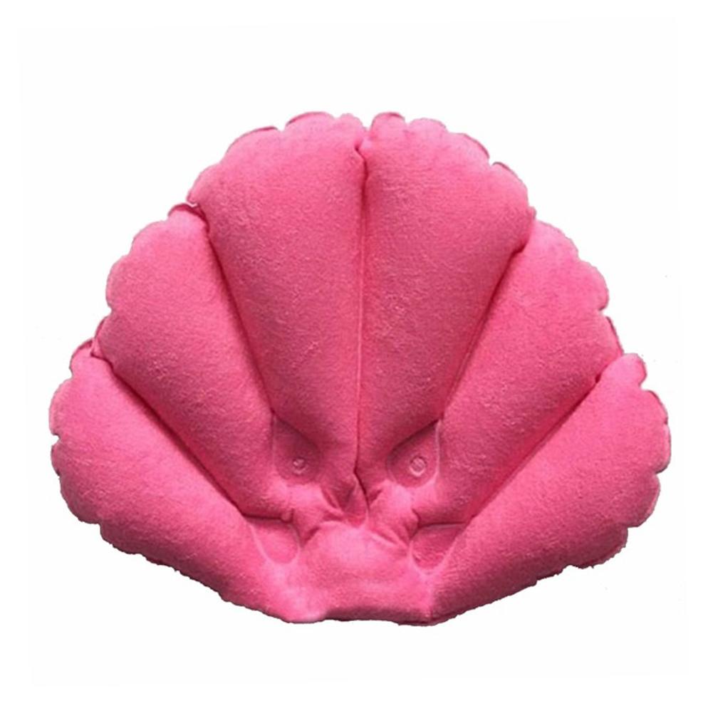 Bath Pillow With Suction Cups Inflatable Terry Cloth Fan-shaped Neck Support Pillow Soft Spa Neck Bathtub Cushion Random Color