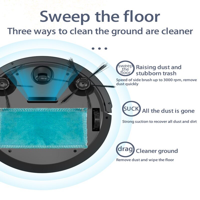 Multifunctional Robot Vacuum Cleaner Smart App Remote Control Sweeping Robot 2000Pa Wireless Dry Wet Auto Cleaner Home