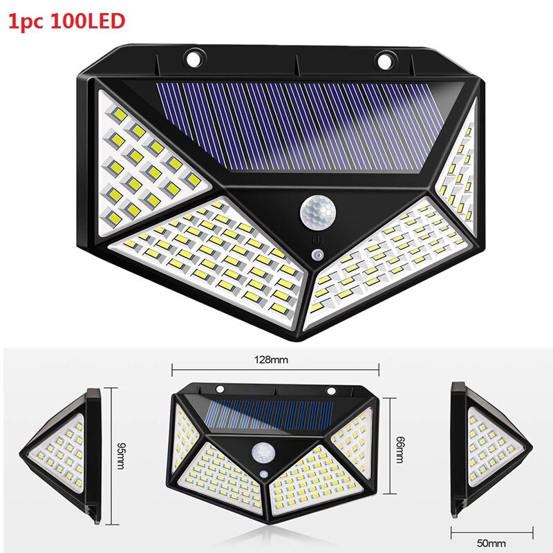 100/208LED Solar Motion Sensor Wall Light Waterproof Yard Security Lamp 3 Modes 120 Degree Four-Sided Wall Lamp: 6