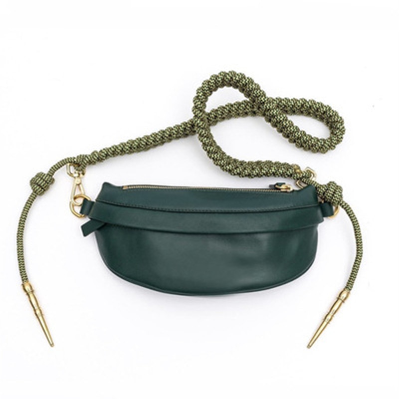 Women's Waist Bag PU leather Rope Knot Fanny Pack Bananka Travel Leisure bum bag Women Catwalk Belly Band Belt bag