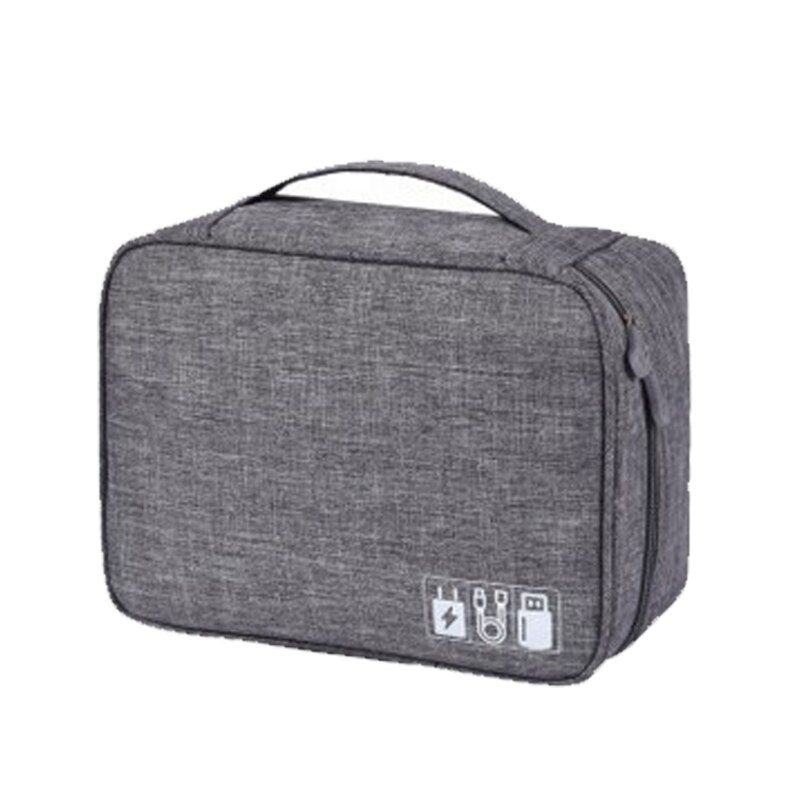 Wobag Polyester Mens Travel Electronic Accessories Travel Bag Organizer For Date Line SD Card USB Cable Digital Device Bag: Gray