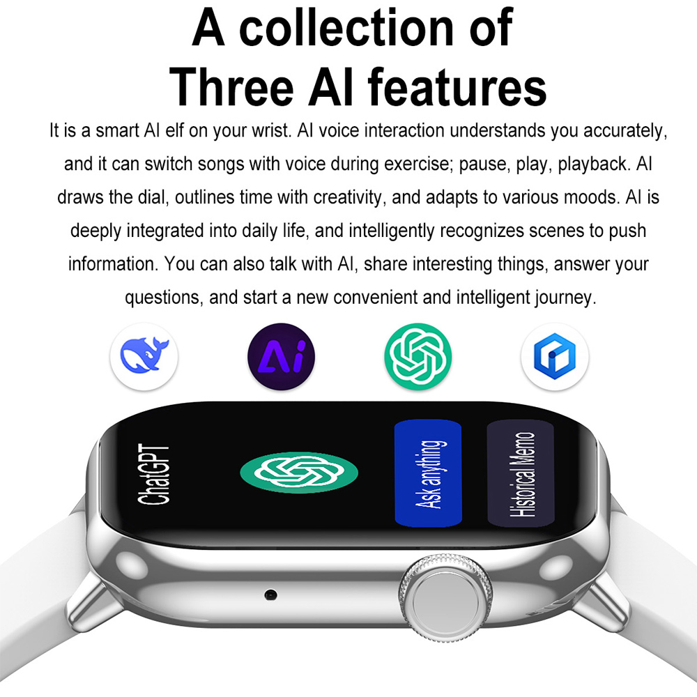 Nuovo Memoria da 4 GB Smartwatch Schermo Amoled Lettore MP3 MP4 Bluetooth Condivisione di rete APP Negozio ChatGPT Smart AI Orologio da uomo Sportwatch