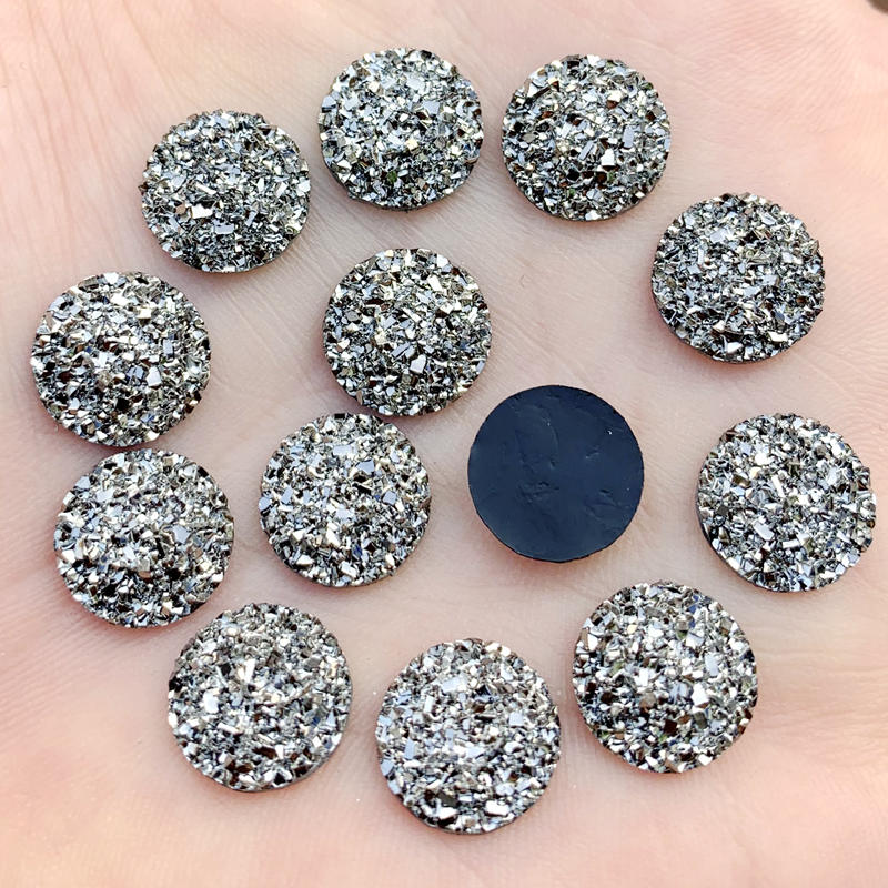 Cristal AB 12mm 80 pièces/lot de pierres précieuses en résine à dos plat, strass ronds à pois, pour décoration à faire soi-même: A5510