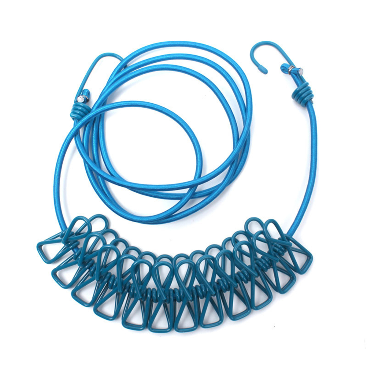 Tendedero ajustable retráctil de viaje portátil para acampar, con 12 Uds. De Clips, secado de ropa para exteriores e interiores, 1 ud.: Azul