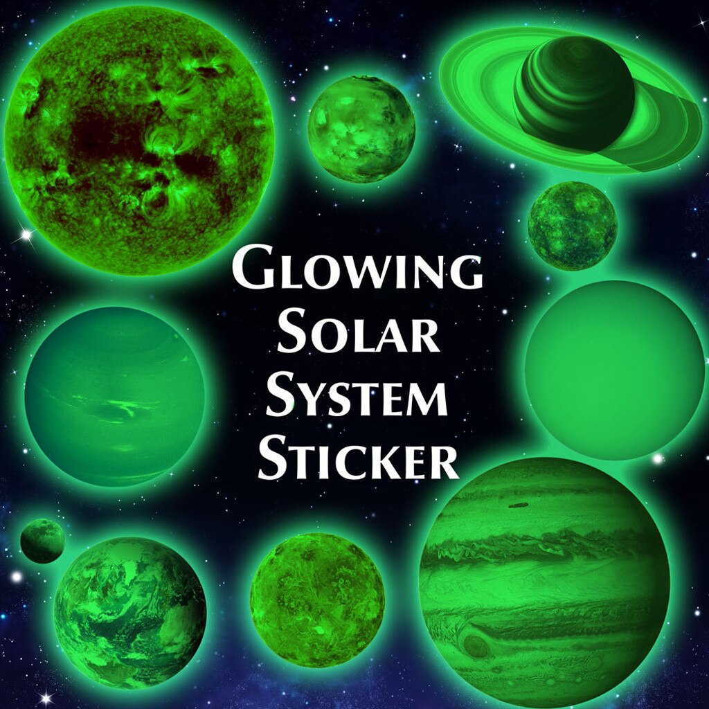 Autocollant planète phosphorescente, étoiles et planètes lumineuses, en PVC, Sticker mural pour chambre à coucher
