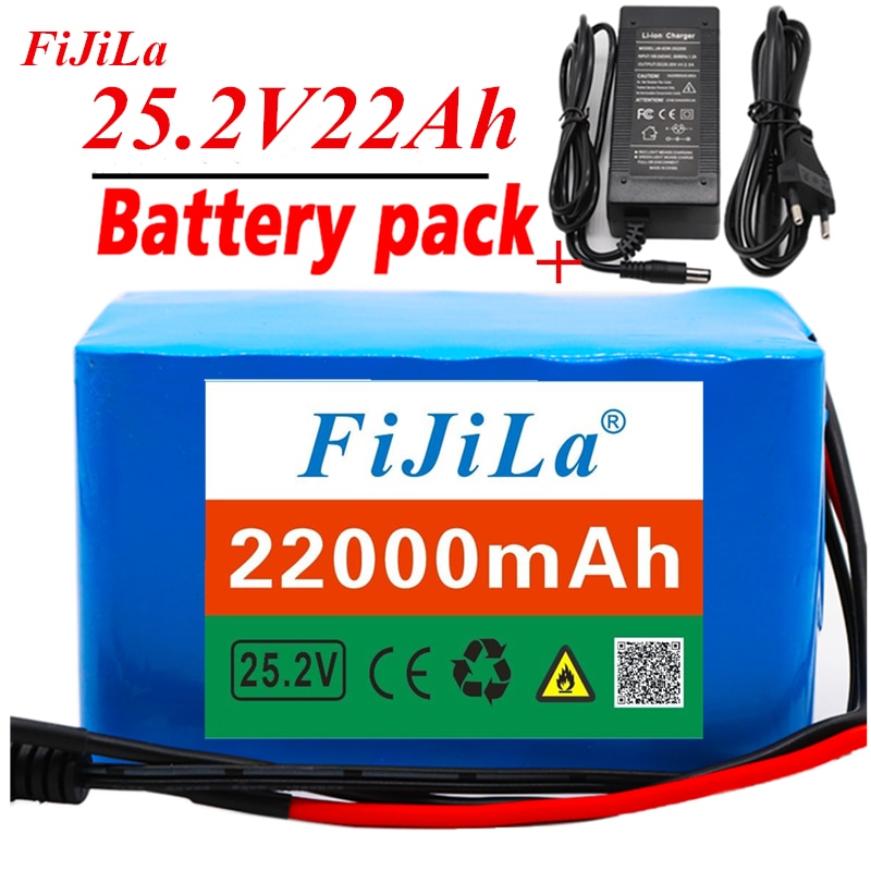 6s4p 24V 22Ah 18650 Batterij Lithium Batterij 25.2 V 22000 Mah Elektrische Fiets Bromfiets/Elektrische/Li Ion batterij Pack Met + Lader